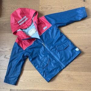 Hatley Boys Red & Navy Zip-Up Rain Jacket - Size 7 - Like New
